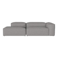 Gray fabric sectional sofa with minimalistic design and clean lines, perfect for modern living spaces.
