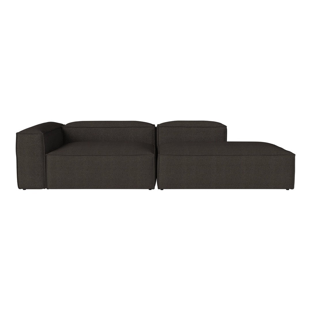 Modern sectional sofa in deep charcoal gray with a minimalist design and subtle textured pattern.