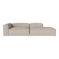 Beige modular sectional sofa with a smooth, textured fabric surface and minimalist design. Perfect for modern interiors.