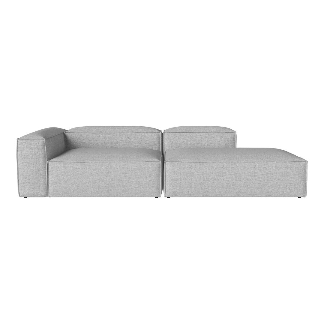 Light gray modular sofa with a sleek, minimalist design and a smooth fabric texture.