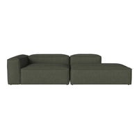Olive green sectional sofa with a modern, minimalist design and clean lines. Perfect for stylish living spaces.