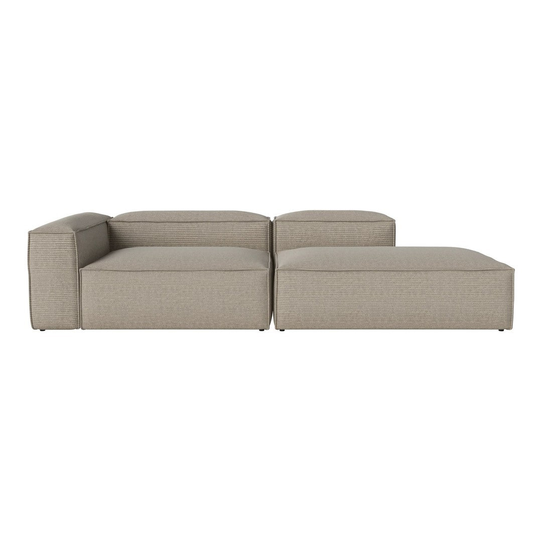 Light beige sectional sofa with a sleek, modern design and subtle textured fabric. Versatile for any living space.