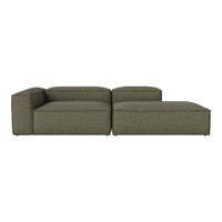 Olive green modular sofa with a textured fabric pattern and modern, minimalistic design. Perfect for contemporary spaces.
