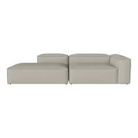 Light beige sectional sofa with a modern design, featuring a smooth texture and clean lines. Ideal for any contemporary living space.