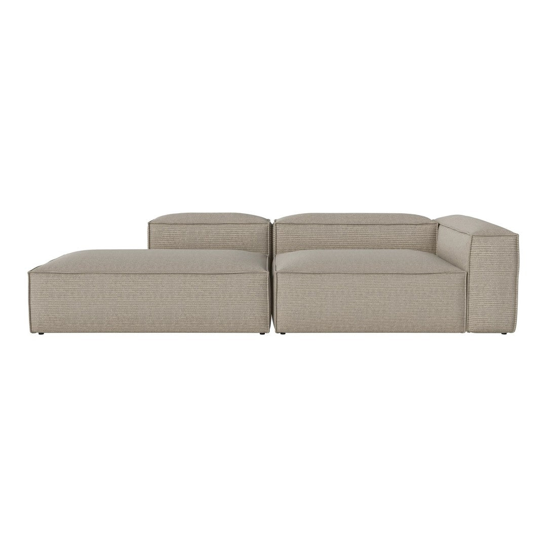 Beige sectional sofa with a textured fabric and clean lines, perfect for modern living spaces.