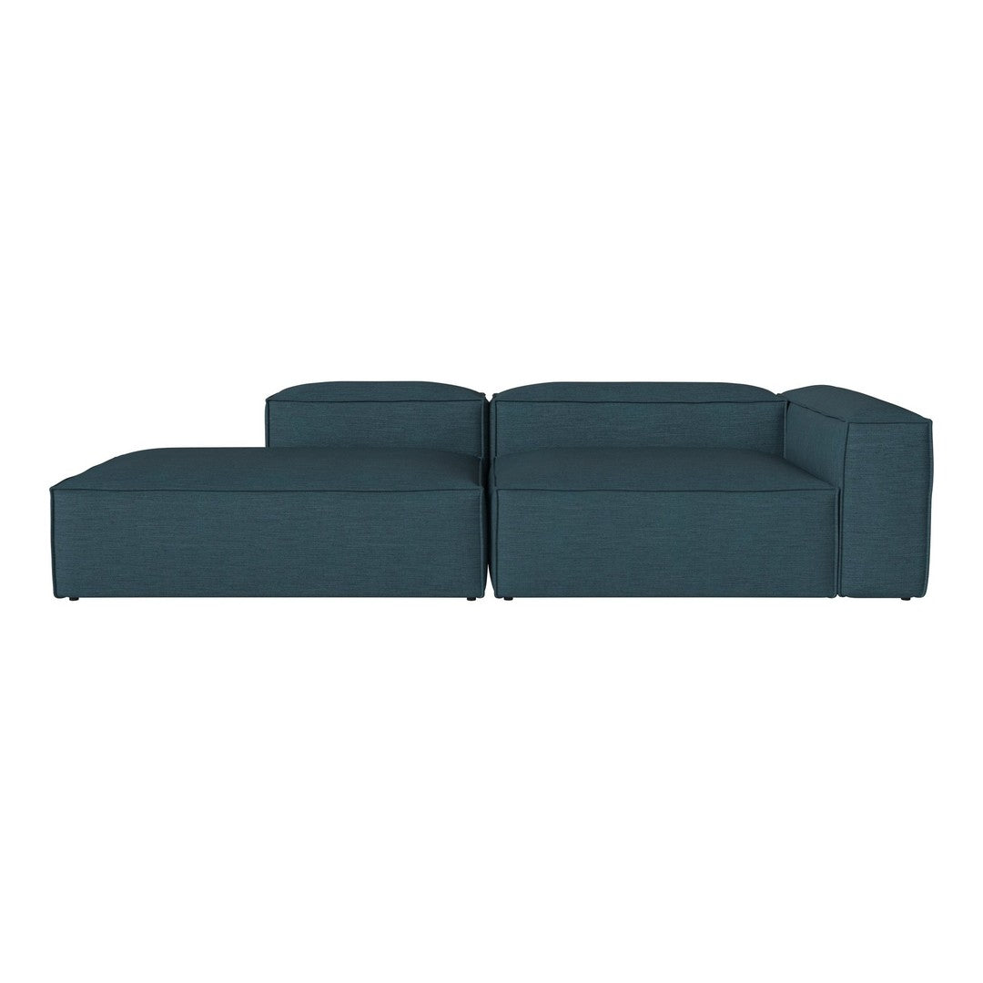 Teal sectional sofa with a modern, minimalist design and smooth fabric texture. Perfect for contemporary interiors.