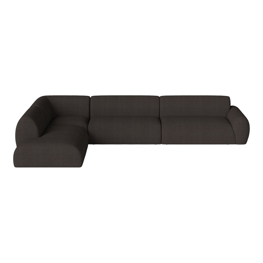 Dark gray modern sectional sofa with a clean, minimalistic design and smooth fabric texture. Perfect for contemporary living spaces.