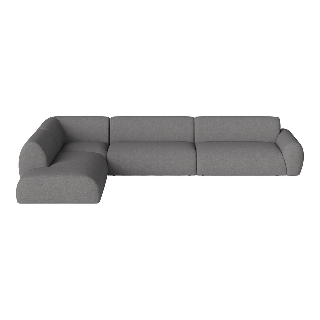 Modern gray sectional sofa with a smooth, minimalist design. Perfect for contemporary living spaces.