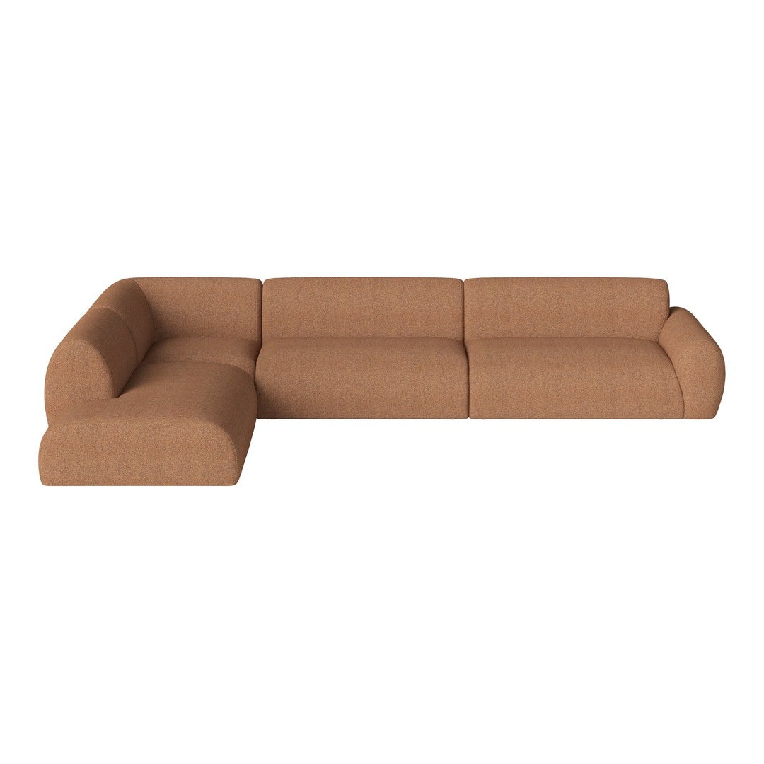 Brown fabric sectional sofa with a textured pattern and modern, contemporary design. Ideal for stylish living spaces.