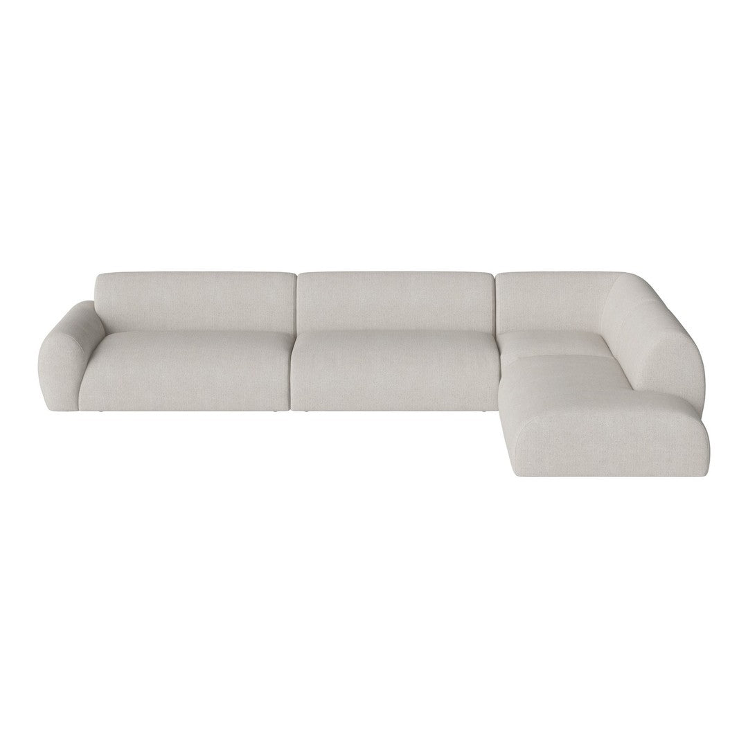 Modern sectional sofa in soft light gray with smooth, minimalist design and no visible patterns. Ideal for contemporary spaces.