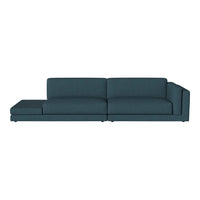 Teal modern sofa with a sleek, minimalist design and smooth fabric finish, perfect for contemporary living spaces.