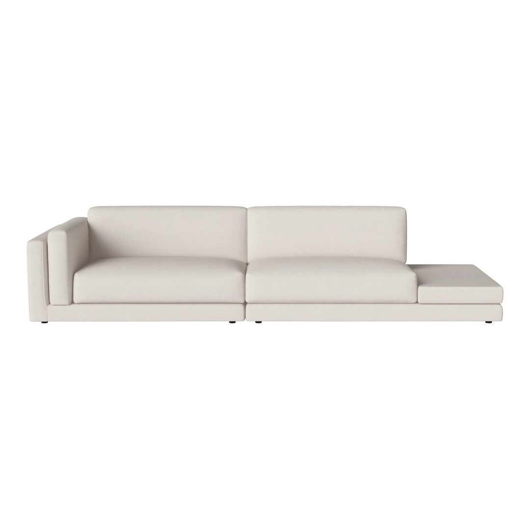 Light beige modern sectional sofa with clean lines and minimalist design, perfect for stylish living spaces.