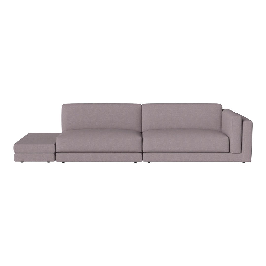 Modern light lavender sectional sofa with clean lines and no patterns, perfect for stylish living spaces.