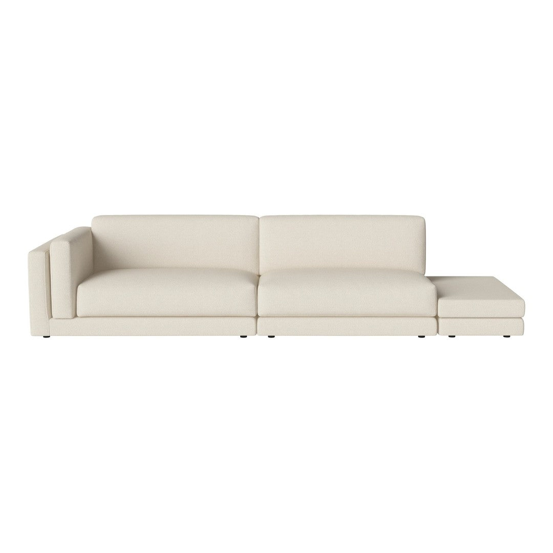 Beige modular sofa with a smooth, minimalist design and subtle, modern lines. Perfect for contemporary interiors.