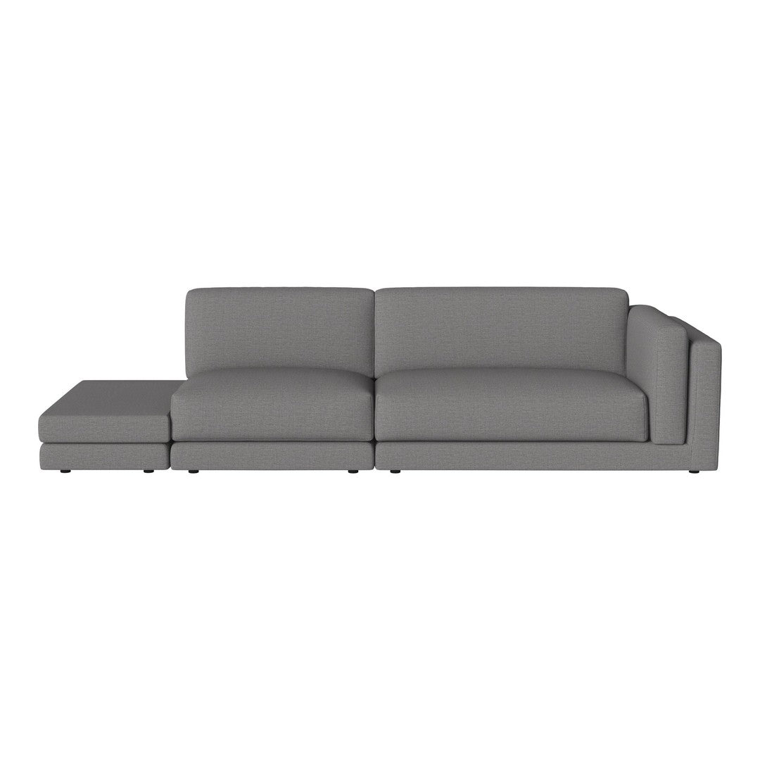 Modern gray sectional sofa with clean lines and textured upholstery, perfect for contemporary living spaces.