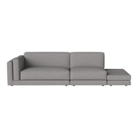 Modern gray sectional sofa with a minimalist design and smooth upholstery, perfect for any contemporary living space.