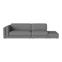 Modern gray sectional sofa with clean lines and a minimalist design, perfect for contemporary living spaces.