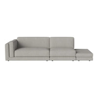Light gray modular sofa with a minimalist design and smooth, textured fabric. Ideal for modern living spaces.