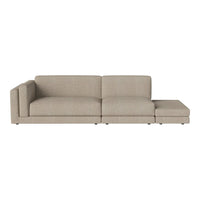 Light beige sectional sofa with a smooth, textured fabric and minimalist design. Perfect for modern living spaces.