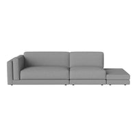 Modern gray sectional sofa with clean lines and a minimalist design, perfect for contemporary living spaces.