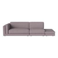 Modern light gray sectional sofa with clean lines and a minimalist design, perfect for contemporary living spaces.