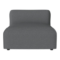 Gray upholstered accent chair with a textured finish, featuring a modern minimalist design. Ideal for contemporary decor.