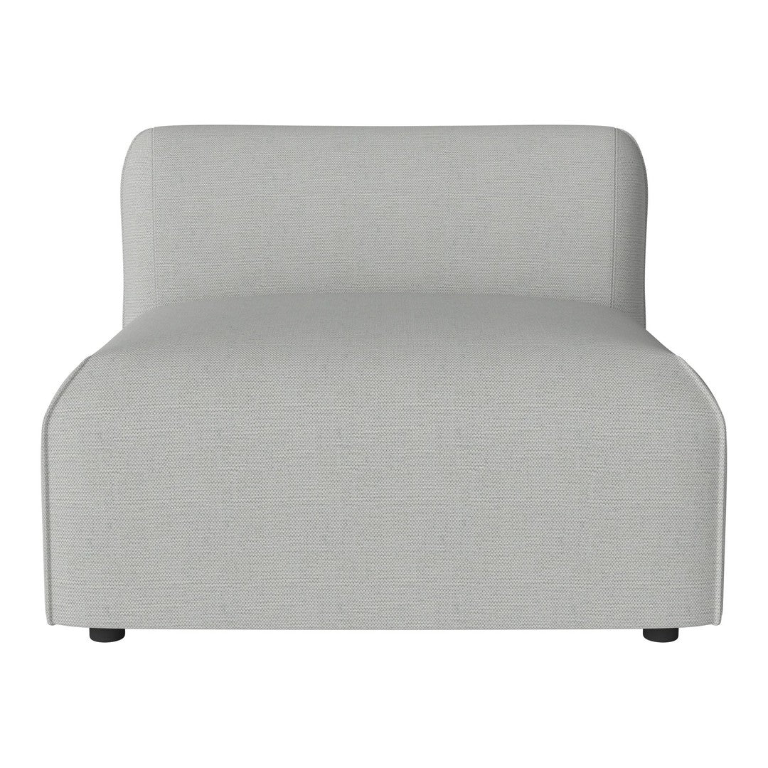 Light gray upholstered chair with a sleek, minimalist design and no visible patterns. Perfect for modern decor.