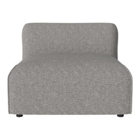 Gray upholstered armless chair with a smooth texture and minimalist design, perfect for modern interiors.