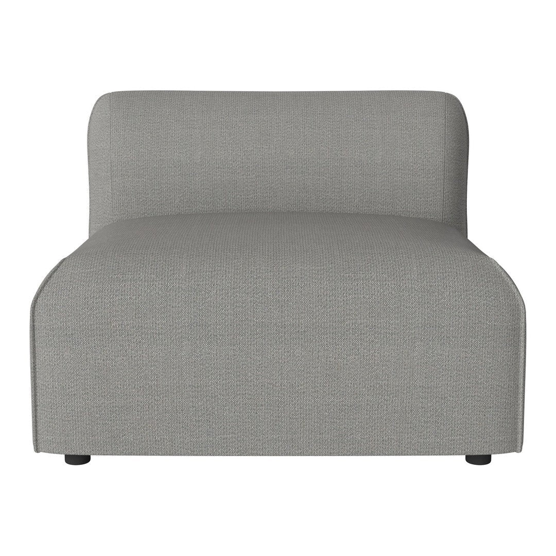 Gray textured fabric chaise lounge with smooth, modern lines and minimalistic design. Perfect for contemporary decor.