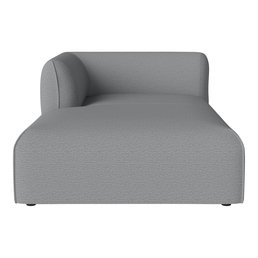 Gray chaise lounge with a smooth, textured fabric and minimalistic design. Perfect for modern interiors.