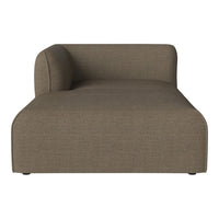 Brown fabric chaise lounge with a minimalist design and smooth texture. Perfect for modern interiors.
