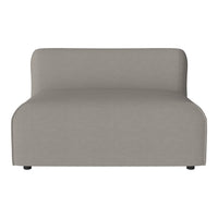 Gray upholstered sofa with a modern, minimalist design and smooth, seamless curves. Perfect for contemporary interiors.