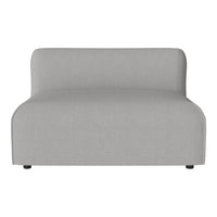 Gray upholstered couch with a smooth, minimalist design and soft, modern lines. Perfect for contemporary spaces.
