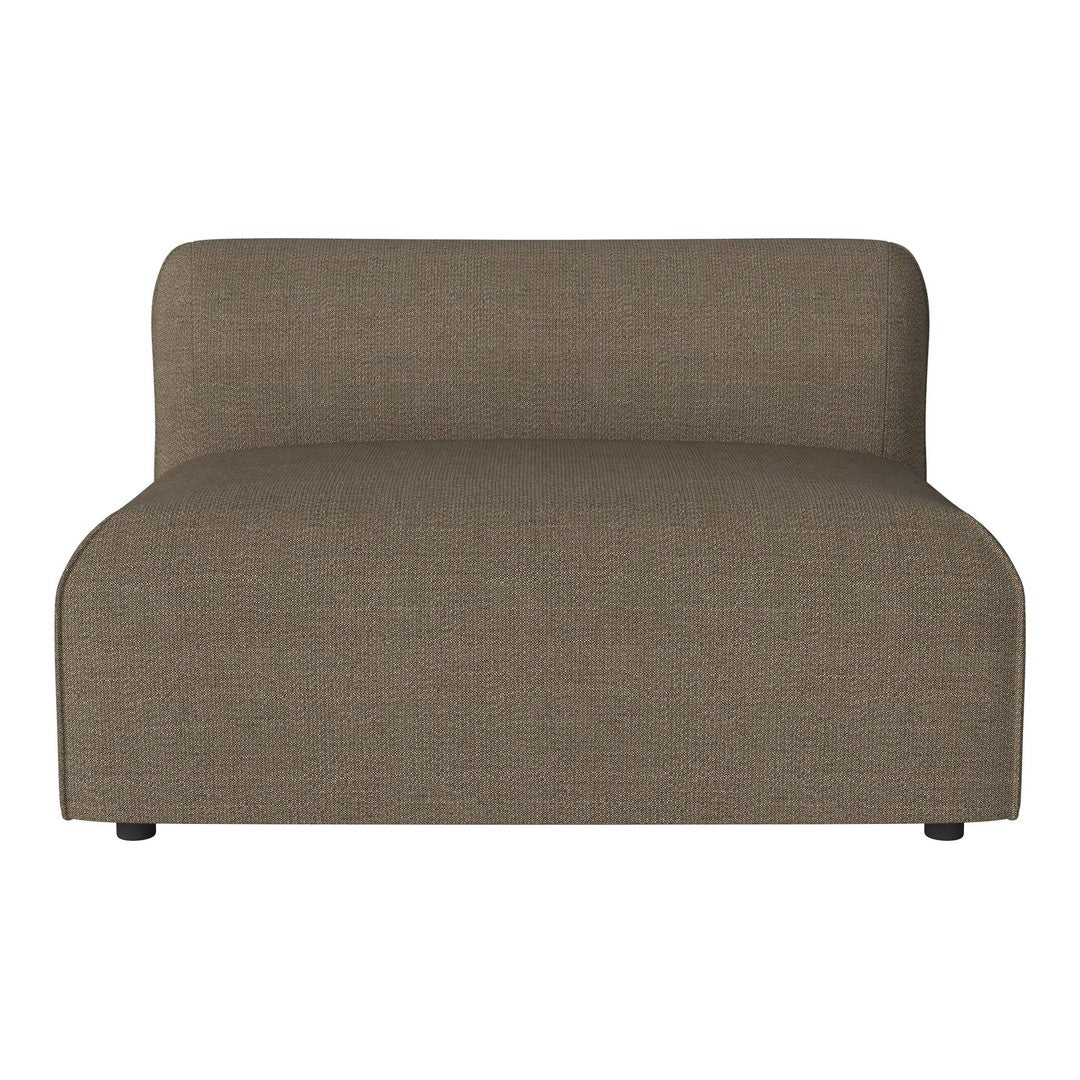 Brown fabric lounge chair with a smooth, minimalist design and no visible patterns. Perfect for modern decor.
