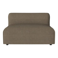 Brown fabric lounge chair with a smooth, minimalist design and no visible patterns. Perfect for modern decor.
