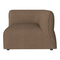 Brown modern sofa with a textured fabric and smooth curved design. Versatile for contemporary living spaces.