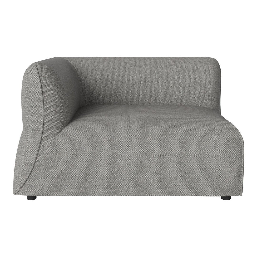 Gray upholstered chair with a modern curved design and subtle texture, perfect for contemporary decor.