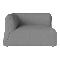 Stylish gray lounge chair with a curved design and smooth fabric texture, perfect for modern interiors.