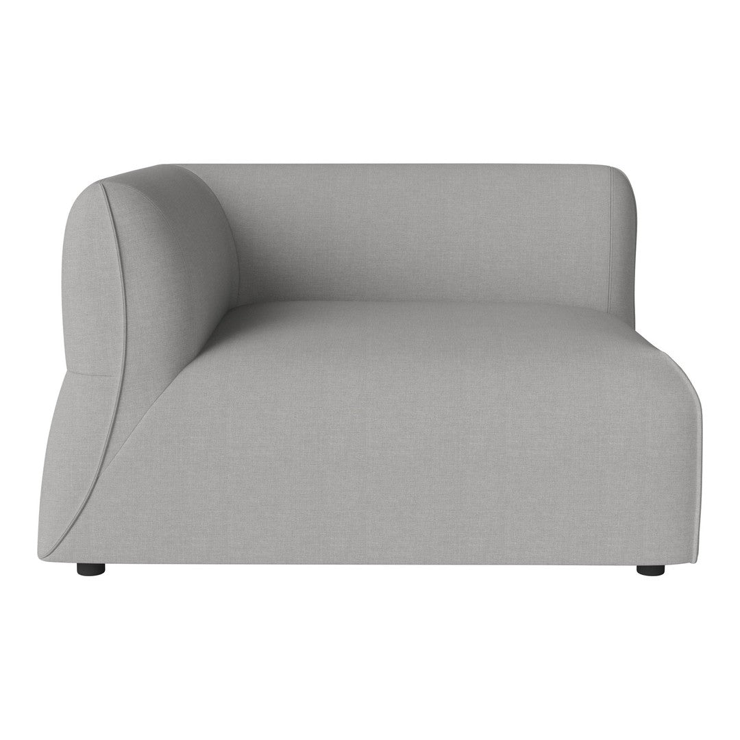 Gray modular sofa with a smooth, modern design and subtle curved pattern for contemporary interiors.