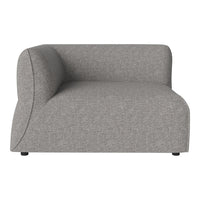Gray curved fabric sofa with a smooth texture and subtle pattern, perfect for modern living spaces.