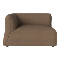 Brown fabric single-arm sofa with a modern curved design and textured pattern. Perfect for contemporary living spaces.