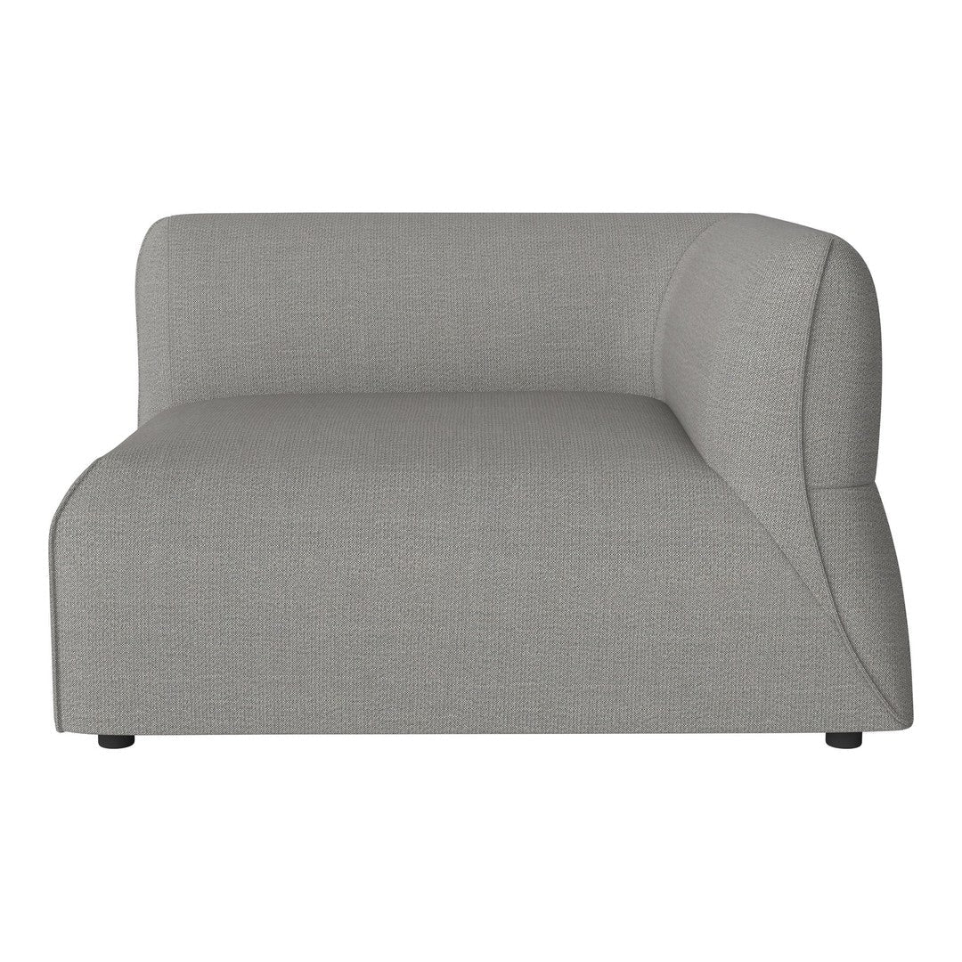 Gray upholstered sofa section with a minimalist design and smooth, clean lines. Perfect for modern interiors.