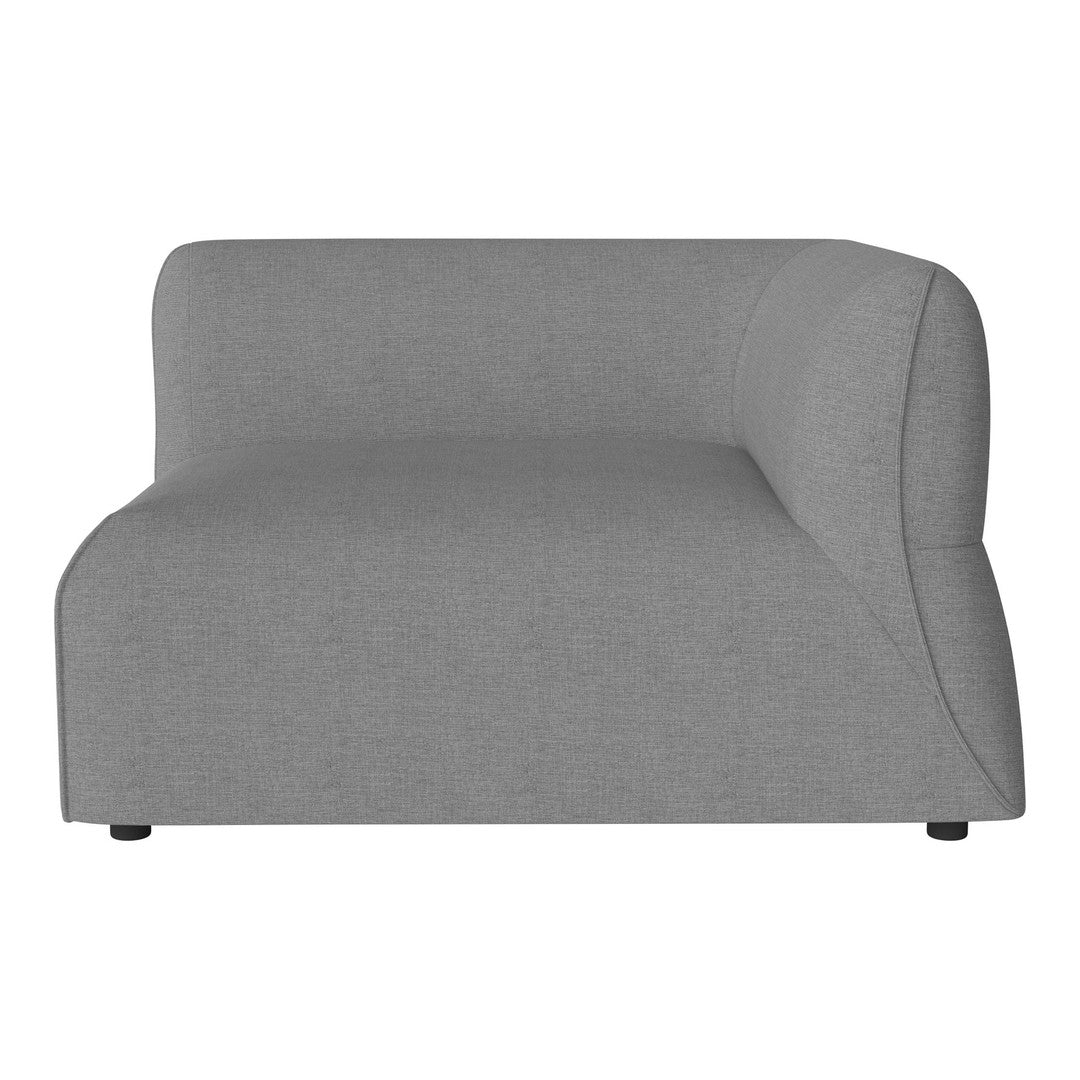 Soft gray fabric sofa with a smooth, modern silhouette and minimalistic design. Perfect for contemporary decor.