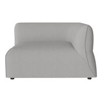 Light gray upholstered modular sofa with a sleek, smooth texture and minimalistic design.