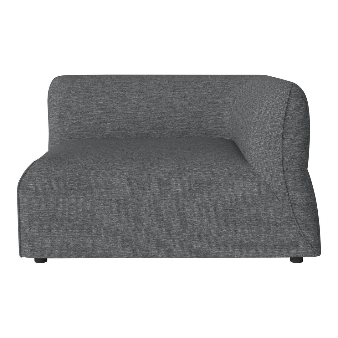 Gray upholstered sofa with a smooth texture and modern, minimalist design. Perfect for contemporary interiors.