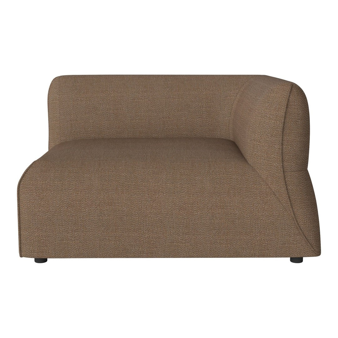 Stylish brown sofa with a textured finish and modern curved design, perfect for contemporary decor.