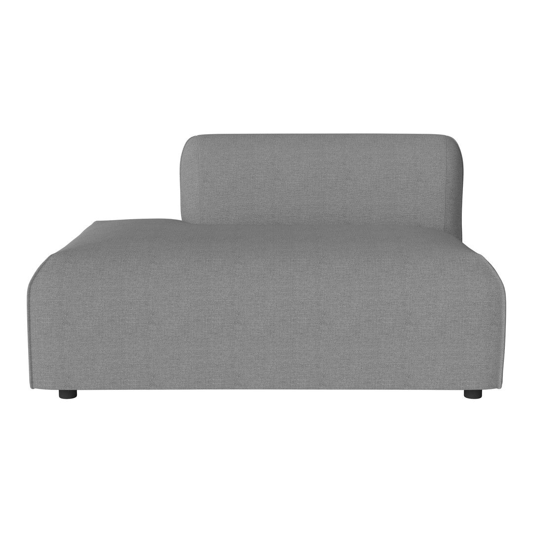 Modern gray upholstered sofa in a sleek, minimalist design with a smooth textured fabric. Perfect for contemporary decor.