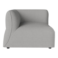 Grey modern sofa with a smooth, minimalist design and curved armrest, perfect for contemporary decor.