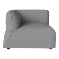 Gray modular sofa with a textured, woven pattern, featuring a sleek, modern design and rounded edges.