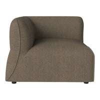 Brown textured sofa section with curved design and a soft, modern aesthetic, ideal for contemporary living spaces.